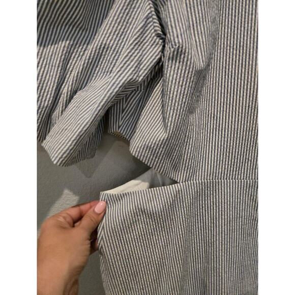 Veronica Beard Women's Iker Cut-Out Mini Dress Blue Striped Size 14 - Picture 3 of 13